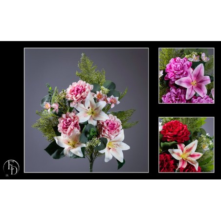 FLEURS ZINNIA LYS H56CM les 6P