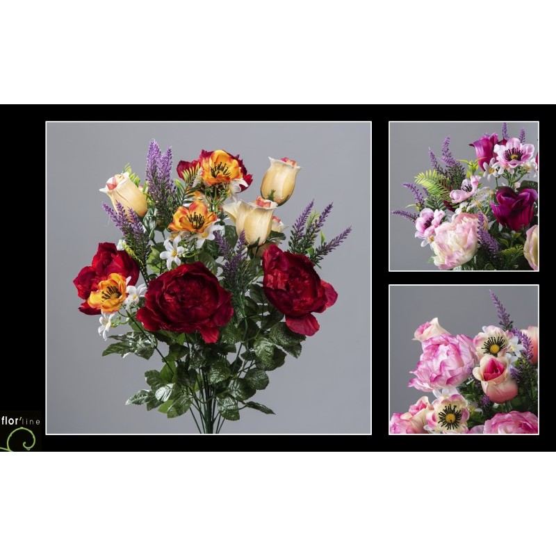 FLEURS ROSE PIVOINE H55CM les 6P