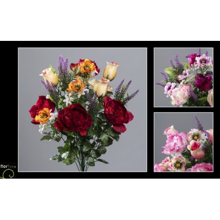 FLEURS ROSE PIVOINE H55CM les 6P
