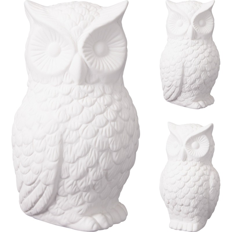HIBOU BLANC H18CM (assort.3) les 3P
