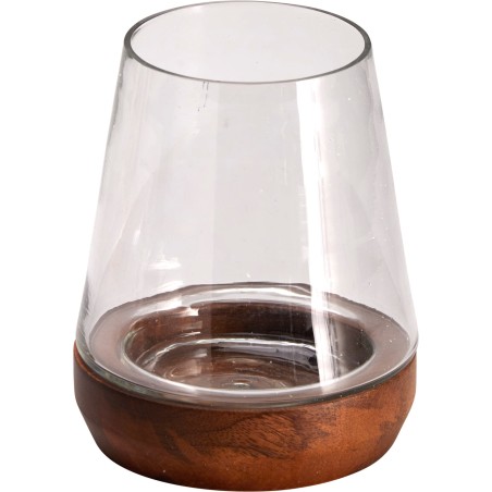 PHOTOPHORE VERRE & BOIS H17CM les 4P