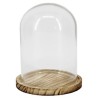 VERRE CLOCHE SUR PLATEAU BOIS Diam.10 H13.5CM les 6P