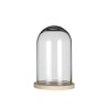 VERRE CLOCHE SUR PLATEAU BOIS Diam.14 H14CM la pièce