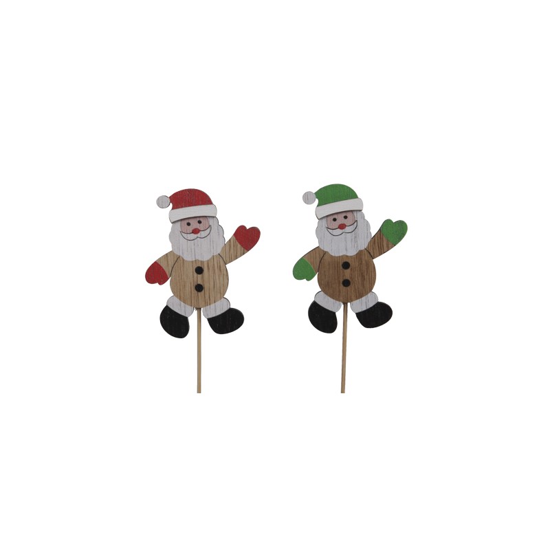PERE-NOEL BOIS rouge et vert PIQUE les 12P