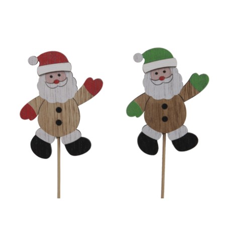 PERE-NOEL BOIS rouge et vert PIQUE les 12P