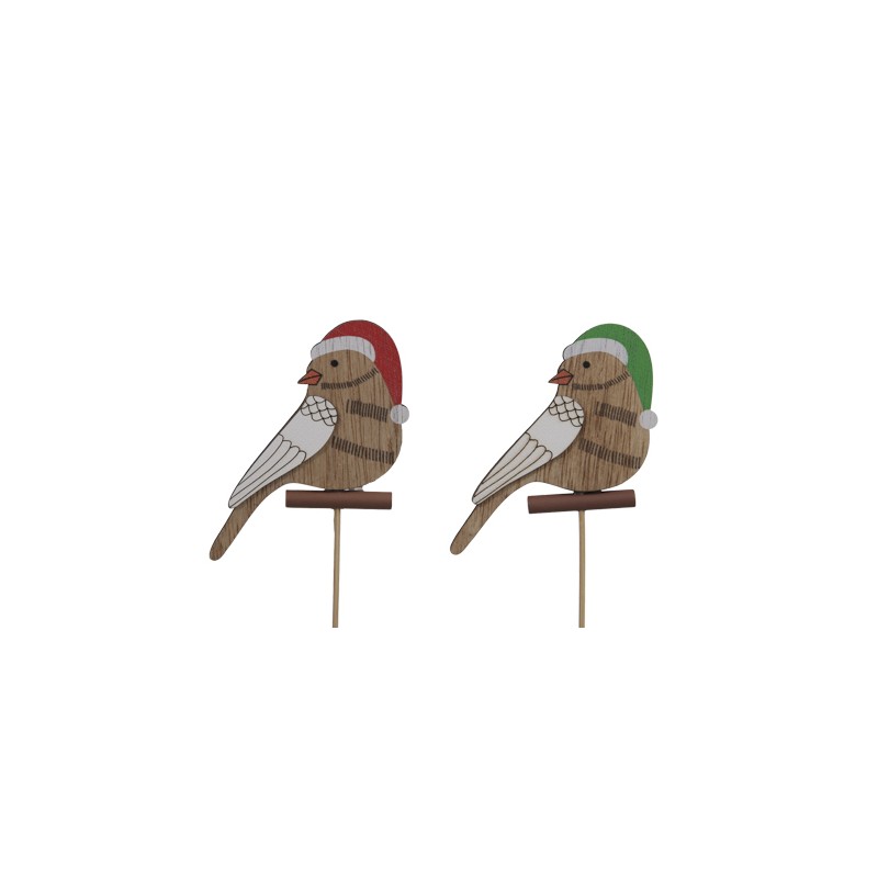 OISEAU BOIS rouge et vert PIQUE les 12P