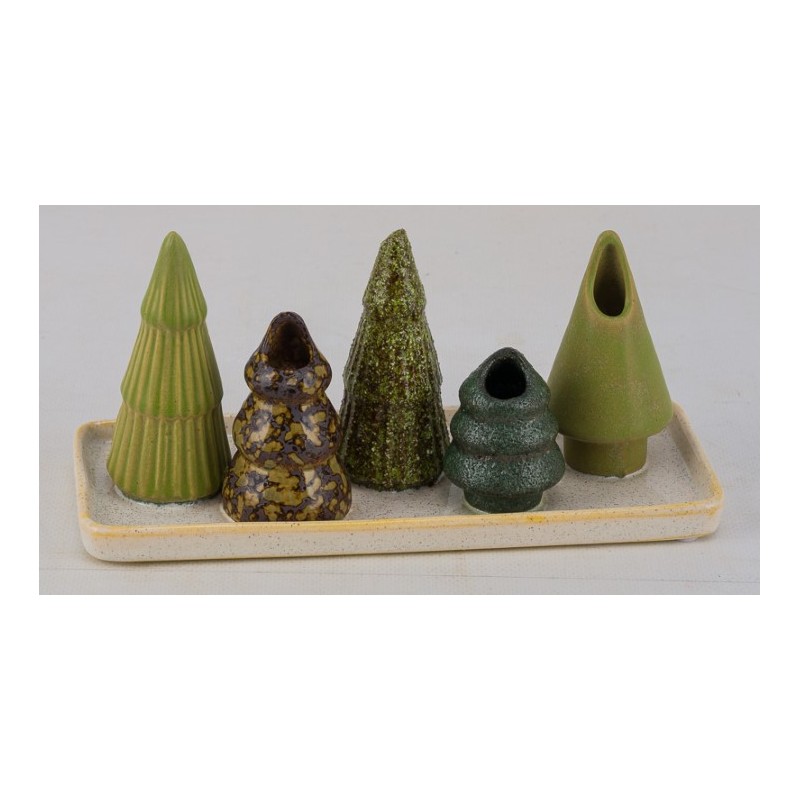 VASE EN GRES SUP.BOIS 21X8CM les 3P