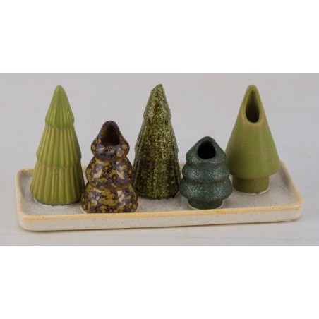 VASE EN GRES SUP.BOIS 21X8CM les 3P