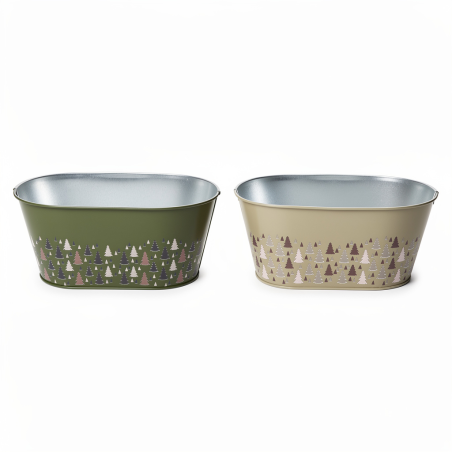 ZINC-JARDINIERE "SAPIN" 2 verts 26CM les 8P