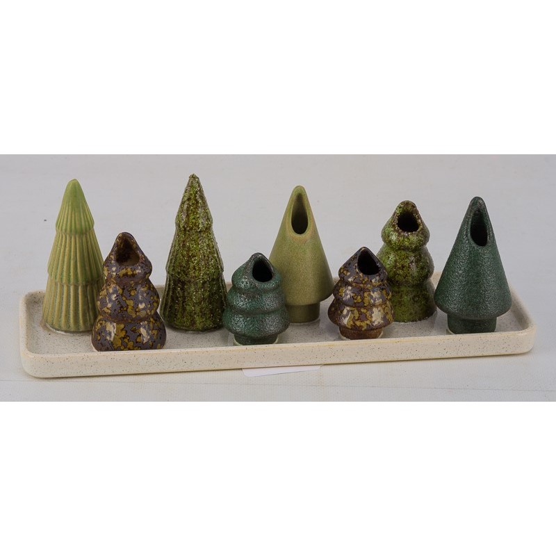 VASE EN GRES SUP.BOIS 30X8CM les 2P