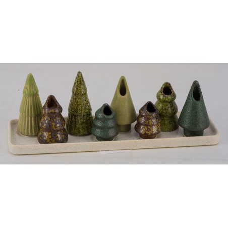 VASE EN GRES SUP.BOIS 30X8CM les 2P
