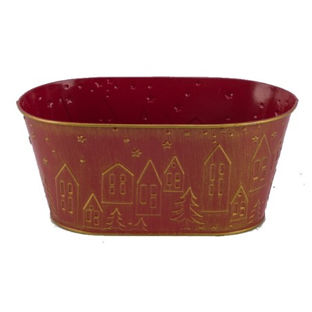 ZINC-JARDINIERE MAISON ROUGE 26X14CM les 8P
