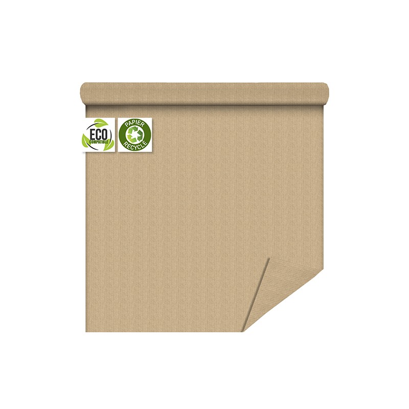 PAPIER KRAFT UNI FOND RECYCLE NATURE 80CM X 120M