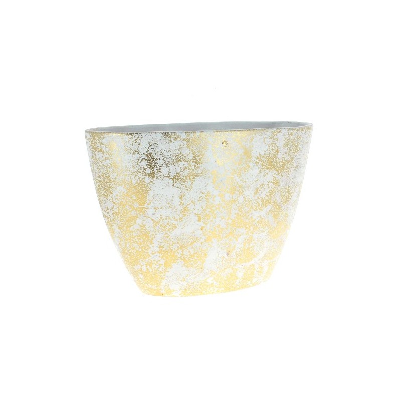 BARQUE DOUBLE OR & BLANC 32X14 H23CM les 2P