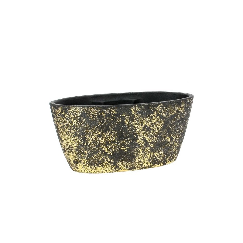 BARQUE DOUBLE OR & NOIR 32X14 H15CM les 2P