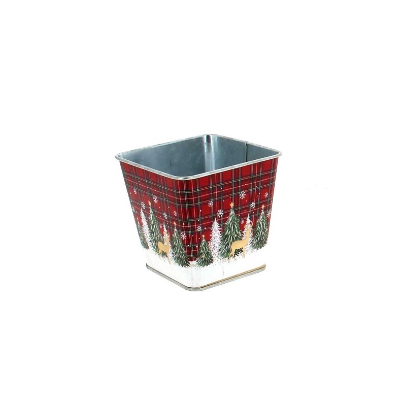 ZINC-POT NOEL ECOSSAIS 9.5X9.5 H09CM les 12P