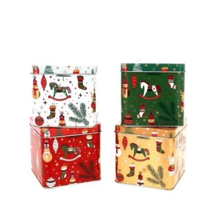 ZINC-BOITE NOEL "cheval bascule" 10.5x10.5 H10CM les 4P