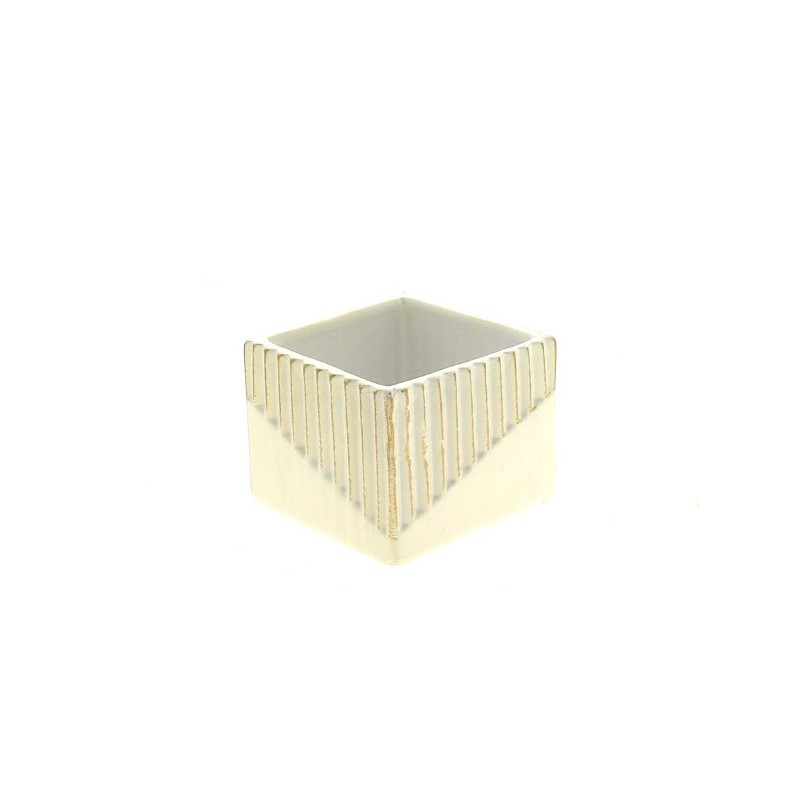 C.POT STRIE BLANC & OR 8.5X8.5 H06.6CM les 12P