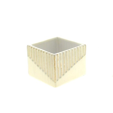 C.POT STRIE BLANC & OR 8.5X8.5 H06.6CM les 12P
