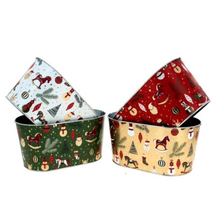 ZINC-JARDINIERE NOEL "cheval bascule" 22.5X13.5 H11.5CM les 8P