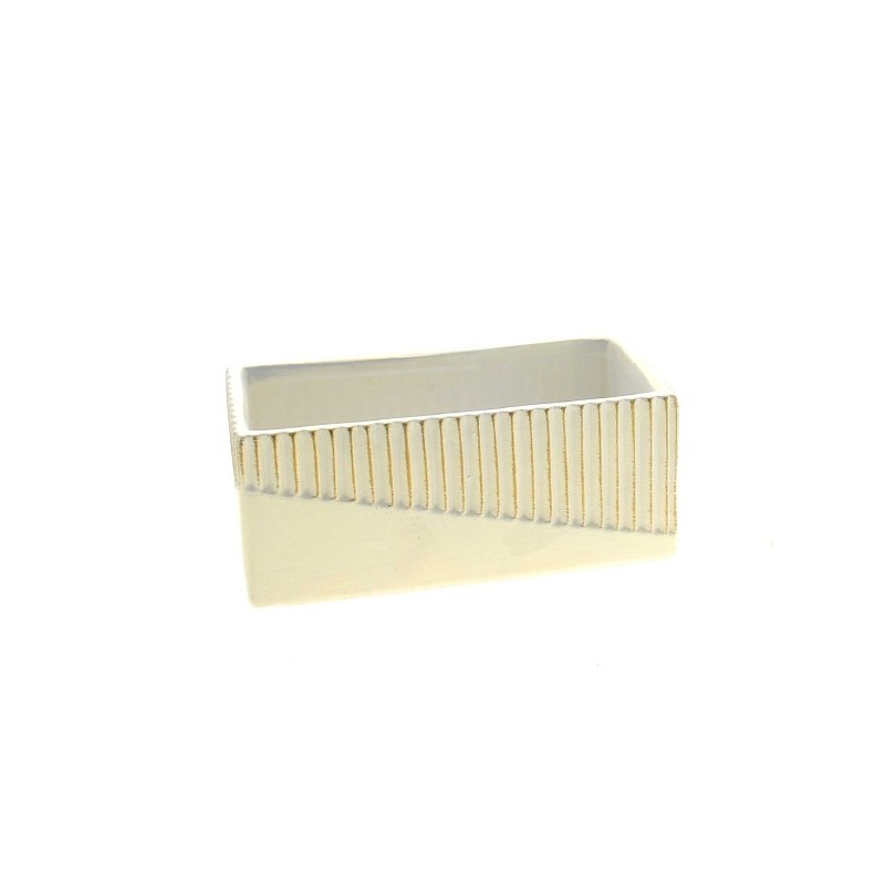 JARDINIERE STRIE BLANC & OR 16X7 H6.7CM les 6P