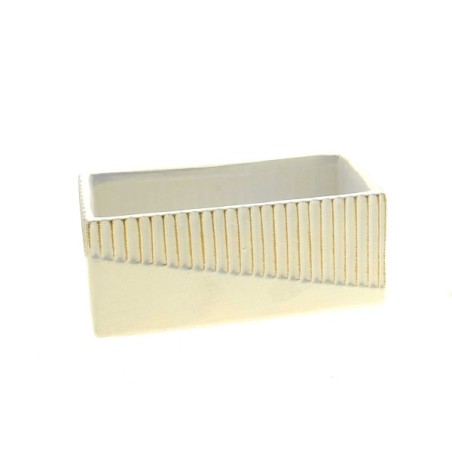 JARDINIERE STRIE BLANC & OR 16X7 H6.7CM les 6P