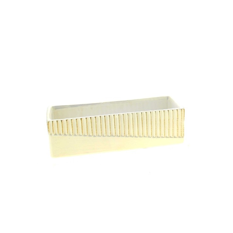 JARDINIERE STRIE BLANC & OR 23X9 H06.6CM les 6P
