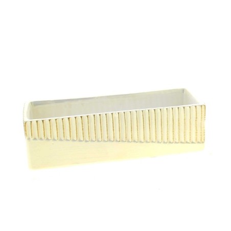 JARDINIERE STRIE BLANC & OR 23X9 H06.6CM les 6P