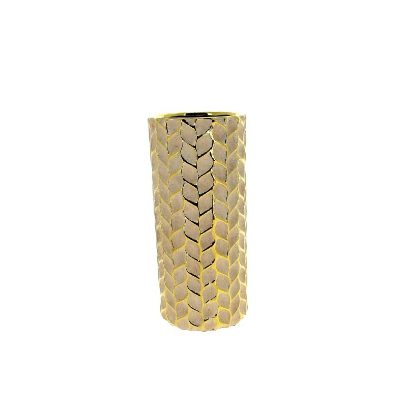 VASE BEIGE & OR 014 H33CM à la pièce