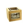 CUBE VERRE CADRE BOIS & ZINC 11X11 H08.5CM pièce