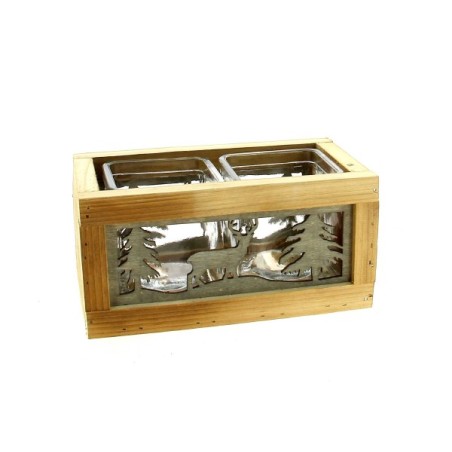 CUBE VERRE/2 CADRE BOIS & ZINC 18.5X10.5 H8.5CM pièce
