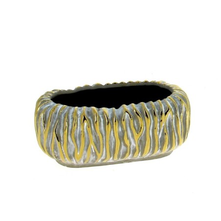 JARDINIERE RAINURE GRIS & OR 15.5X9.5 H6.5CM les 6P