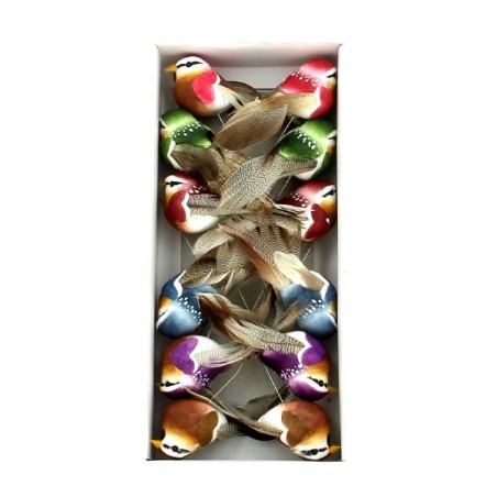 OISEAU Long.10CM aile+queue plume/12P