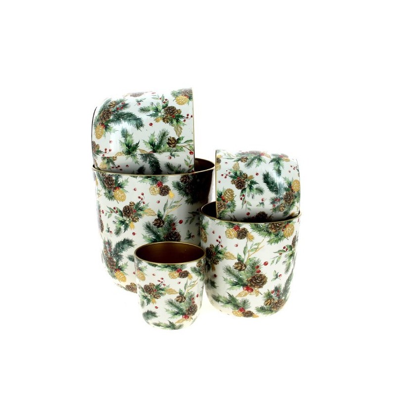 C.POT "POINSETTIA" METAL SET 5P