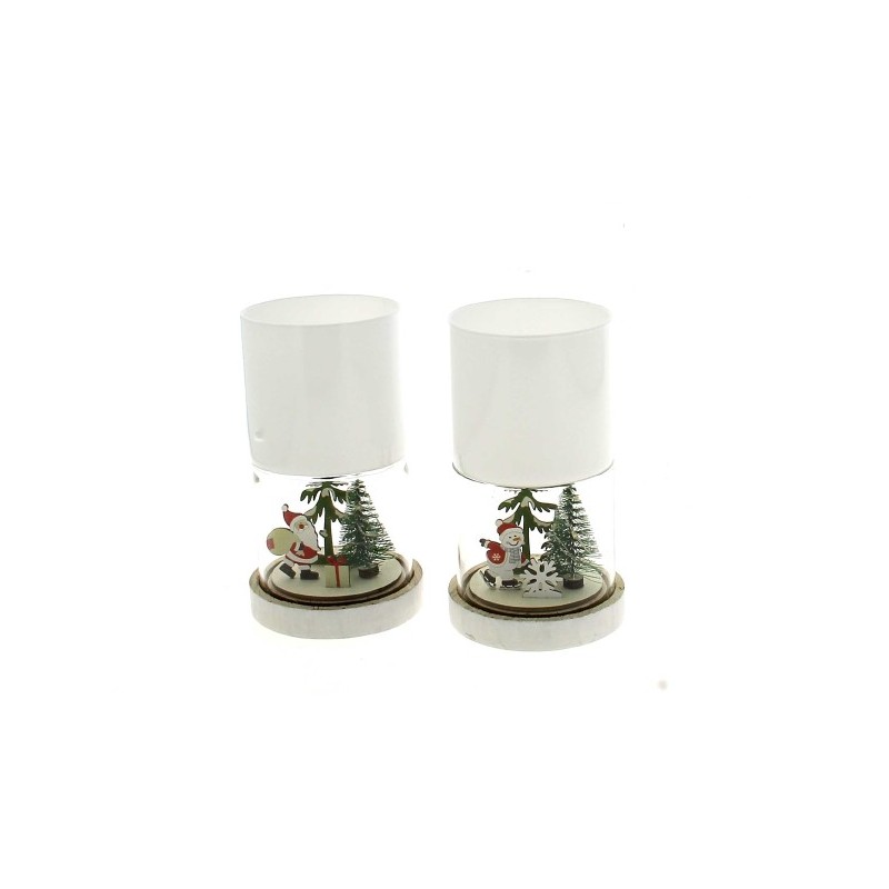 VERRERIE NOEL + LED 07.5CM H15CM les 2P