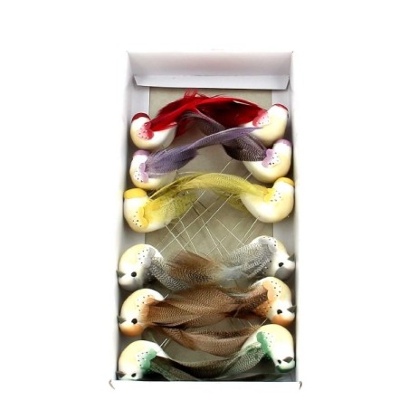 OISEAU Long.12CM aile+queue plume /12P
