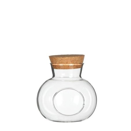 VERRE BOUTEILLE RONDE ouverte 014CM+LIEGE /1P