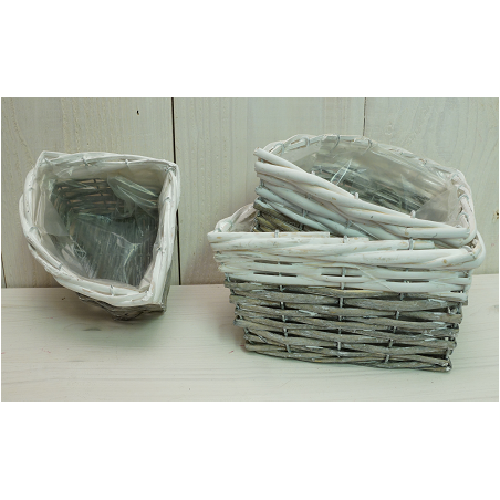 CORBEILLE OSIER BICOLORE TRIANGLE SET 3P