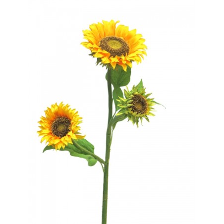 FLEUR TOURNESOL 3 TETES 85CM à la tige