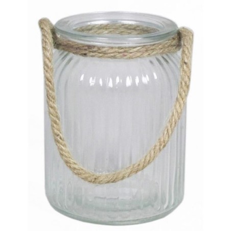 VERRE VASE NERVURE 09.5 H14.5CM avec CORDE 