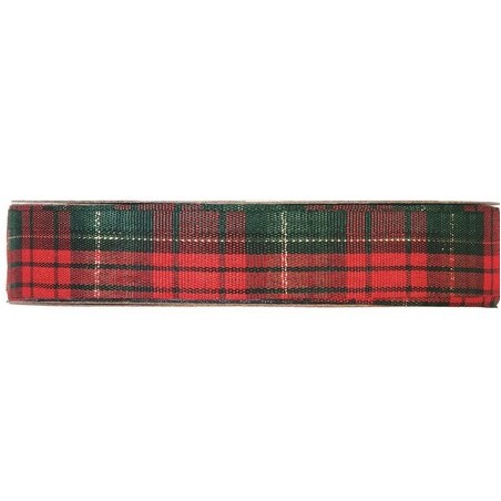 RUBAN FANTAISIE ECOSSAIS rouge et vert 25MM X 45M