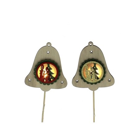 CLOCHE BOIS LUMINEUX BOUGIE SUR PIQUE les 6P