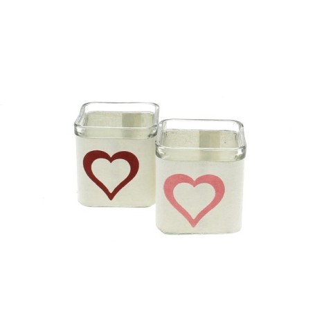 VERRE CUBE BLANC avec COEUR PEINT 7.5X7.5 H08CM les 12P