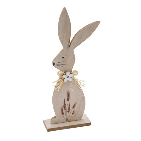 LAPIN BOIS NOEUD RAPHIA H45CM à la pièce