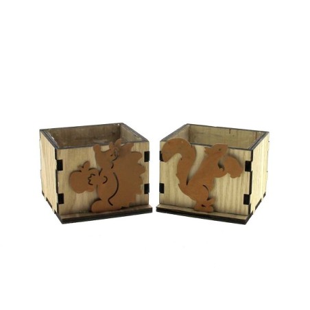 CUBE BOIS HERISSON ET ECUREUIL 9X9CM les 8P