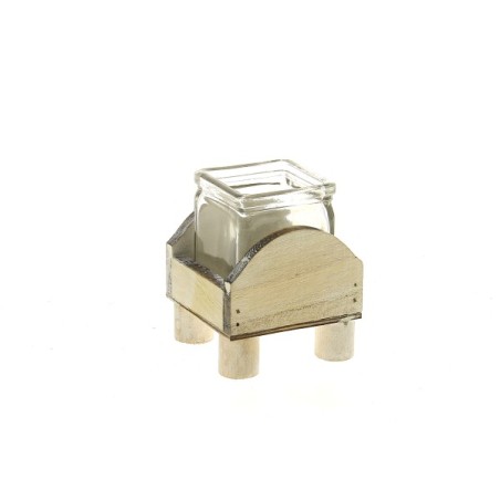 VERRE CUBE/1 SUPPORT BOIS BLANC à la pièce
