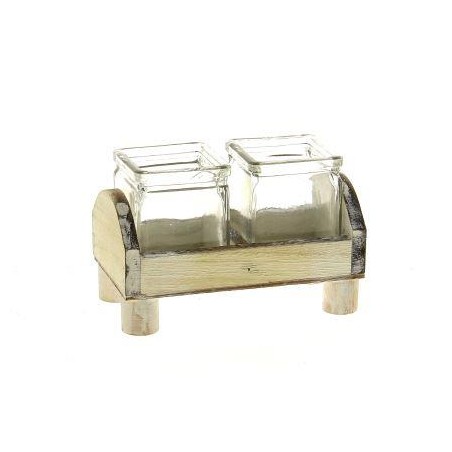 VERRE CUBE/2 SUPPORT BOIS BLANC à la pièce