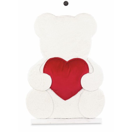 OURS BLANC COEUR ROUGE H85CM à la pièce