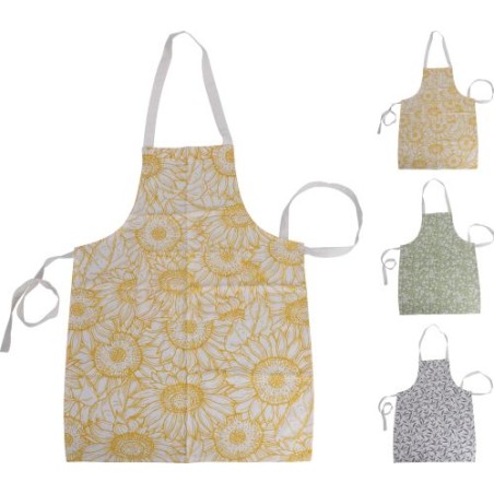 TABLIER COTON IMP.FLEUR ASSORT. couleurs les 3P