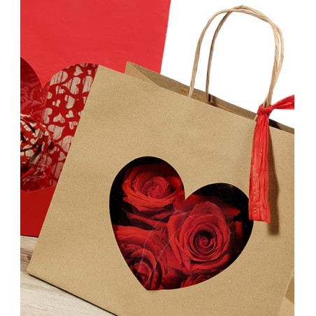 SAC KRAFT COEUR OUVERT 16X14X8CM les 12P